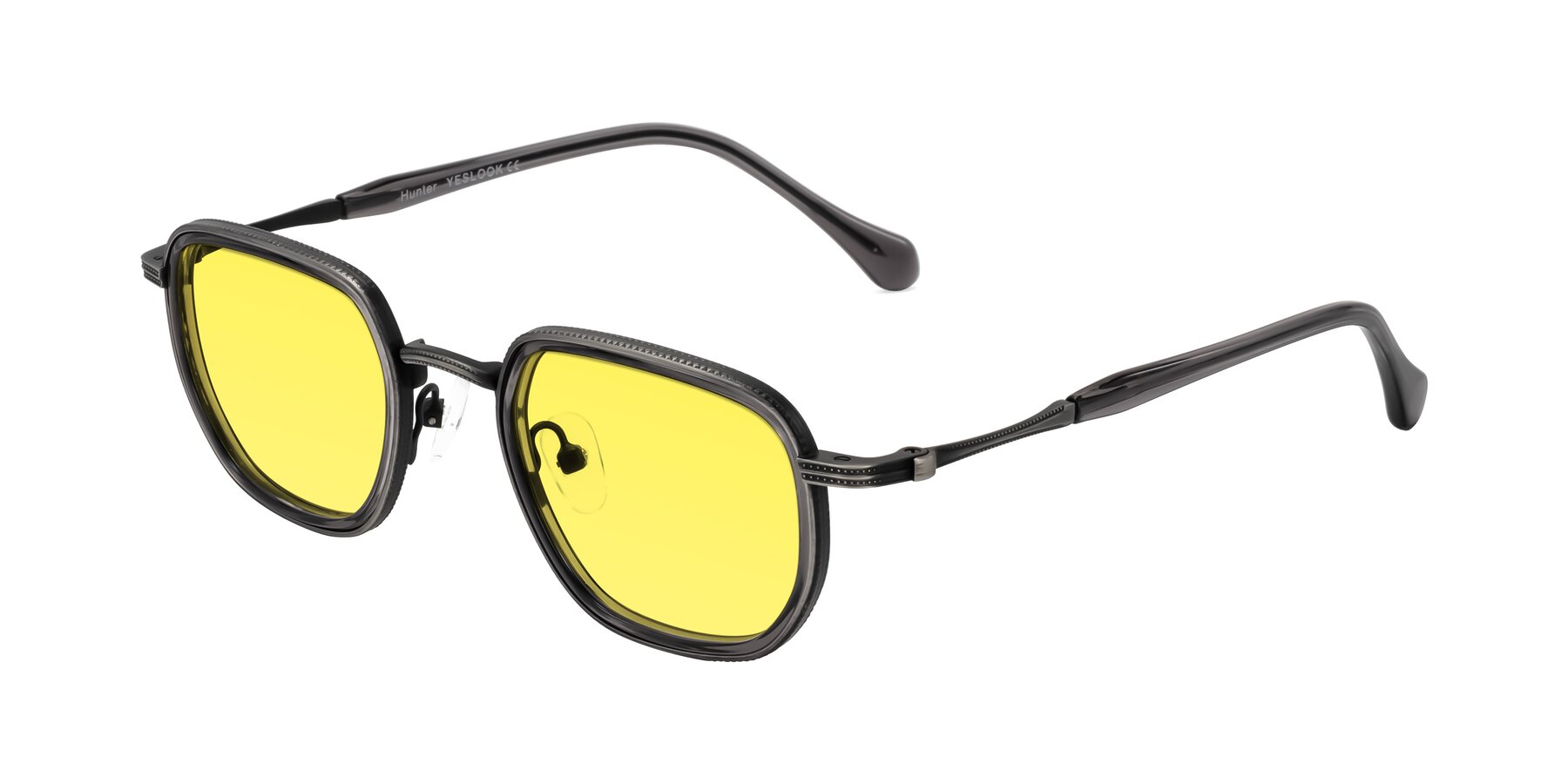 Angle of Hunter in Gunmetal/Gray with Medium Yellow Tinted Lenses