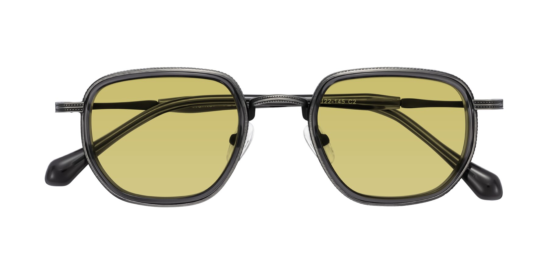 Folded Front of Hunter in Gunmetal/Gray with Medium Champagne Tinted Lenses