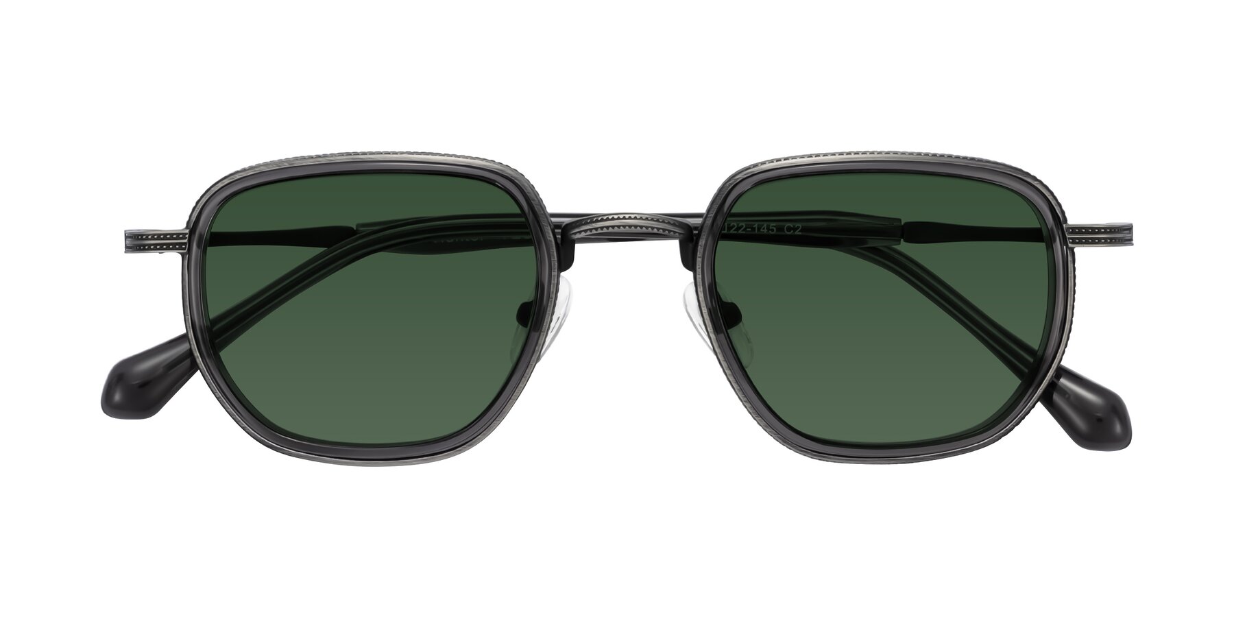 Folded Front of Hunter in Gunmetal/Gray with Green Tinted Lenses