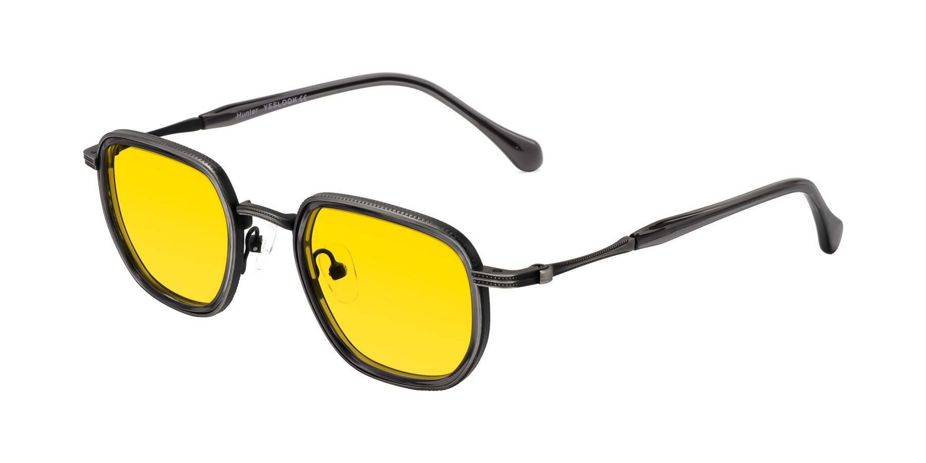 Angle of Hunter in Gunmetal/Gray with Yellow Tinted Lenses