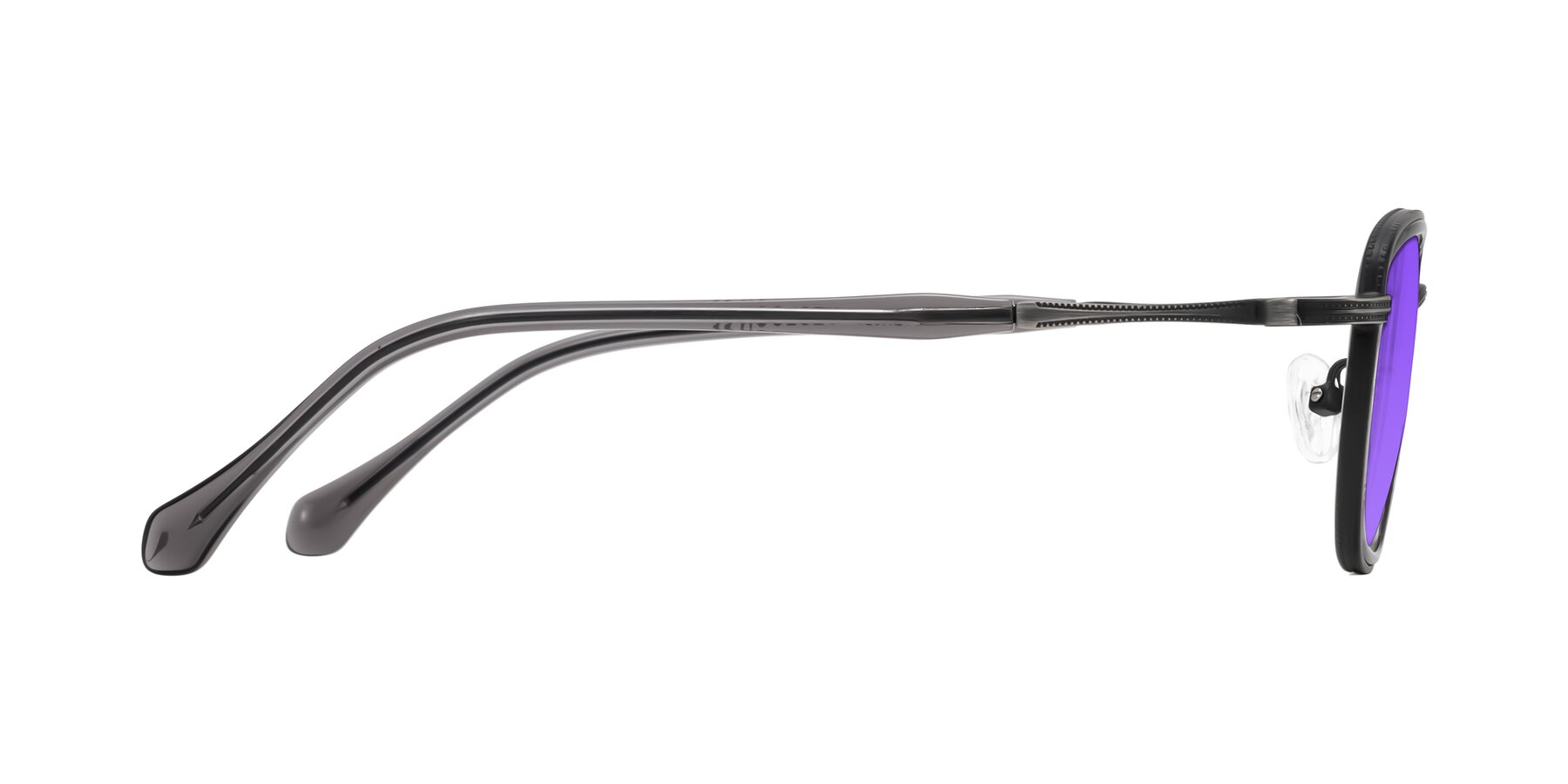 Side of Hunter in Gunmetal/Gray with Purple Tinted Lenses