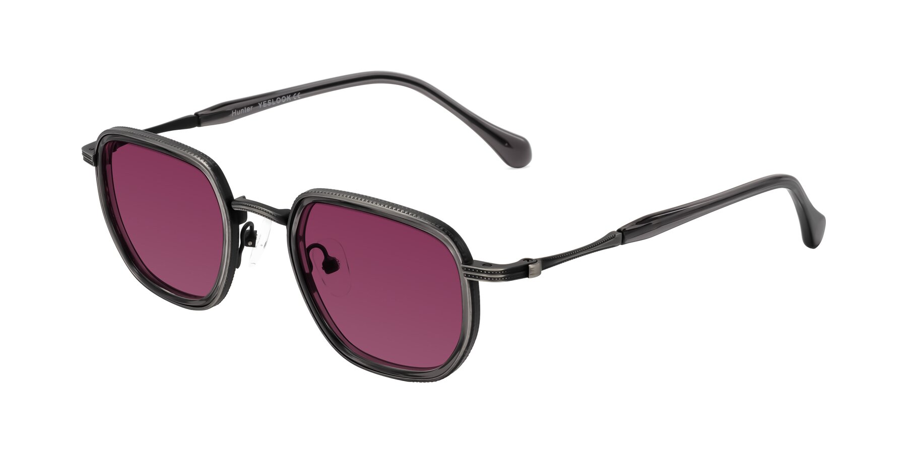 Angle of Hunter in Gunmetal/Gray with Wine Tinted Lenses