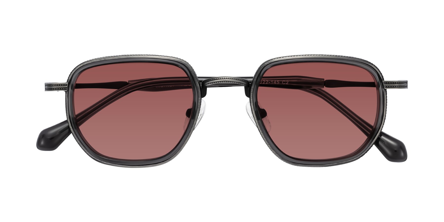 Folded Front of Hunter in Gunmetal/Gray with Garnet Tinted Lenses