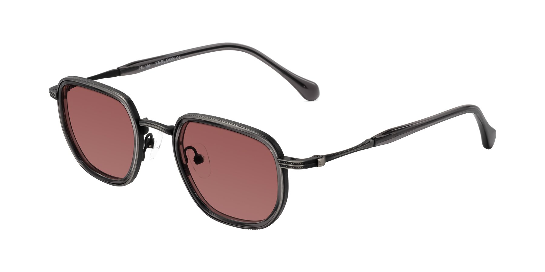 Angle of Hunter in Gunmetal/Gray with Garnet Tinted Lenses