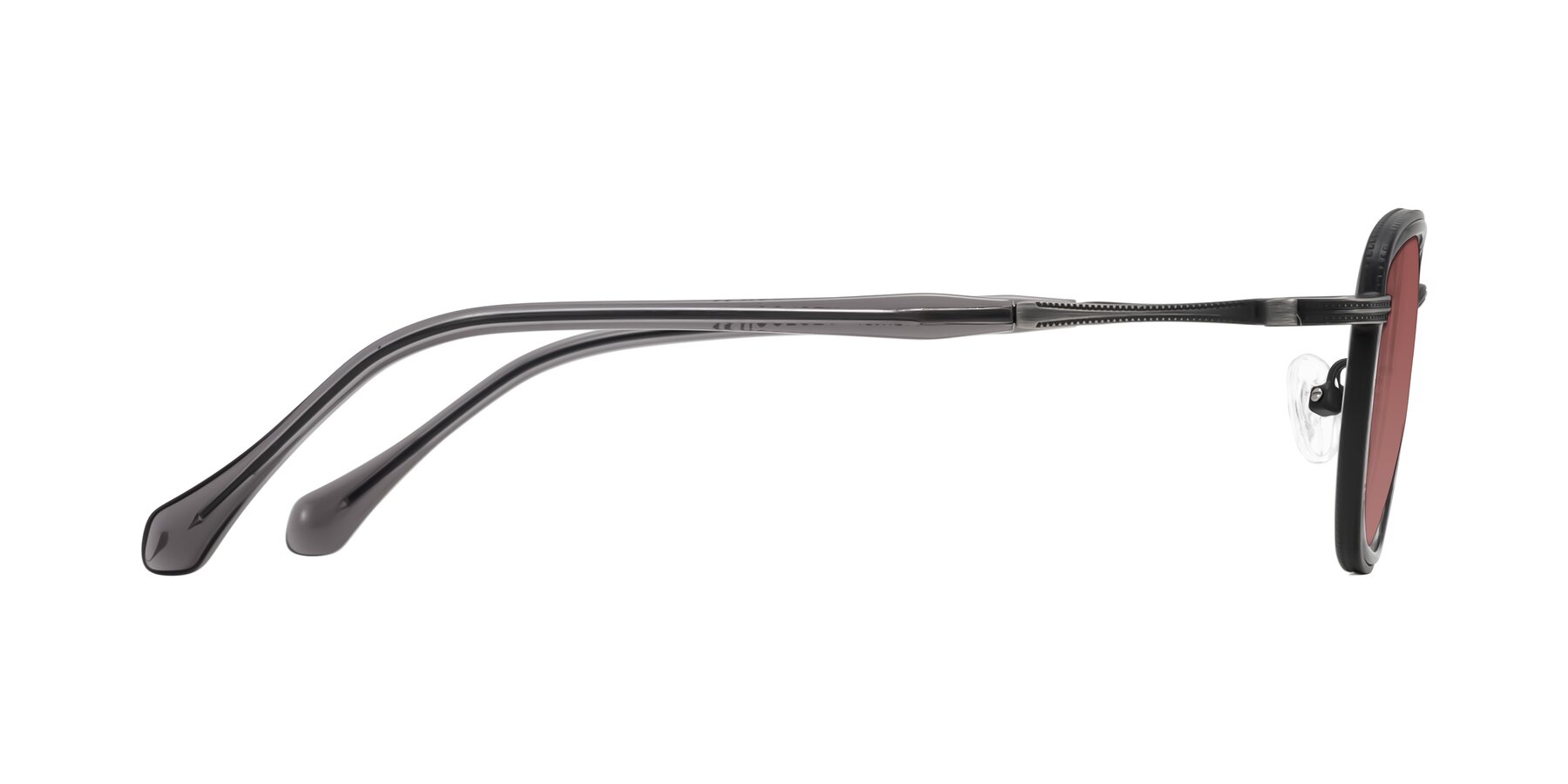 Side of Hunter in Gunmetal/Gray with Garnet Tinted Lenses