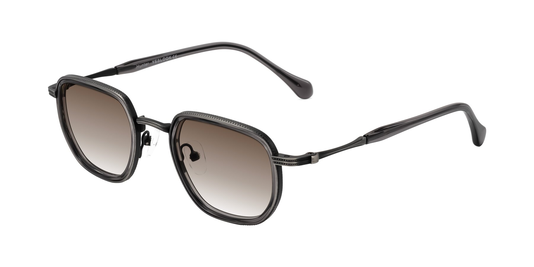 Angle of Hunter in Gunmetal/Gray with Brown Gradient Lenses