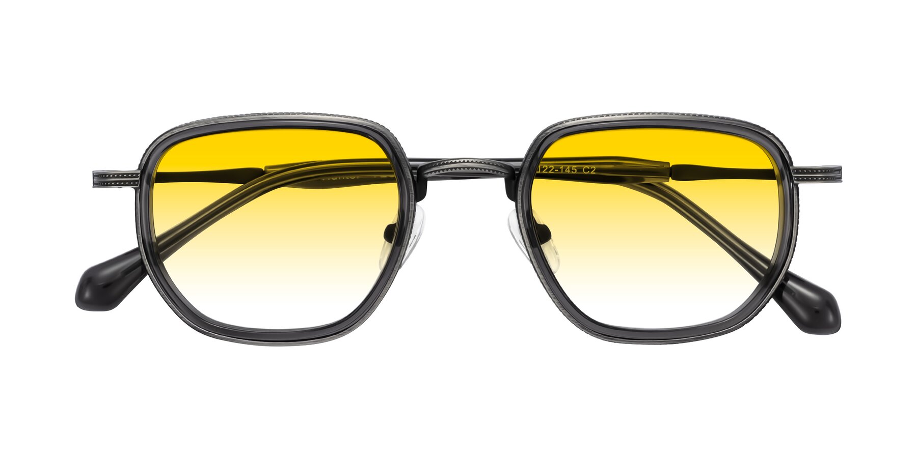 Folded Front of Hunter in Gunmetal/Gray with Yellow Gradient Lenses