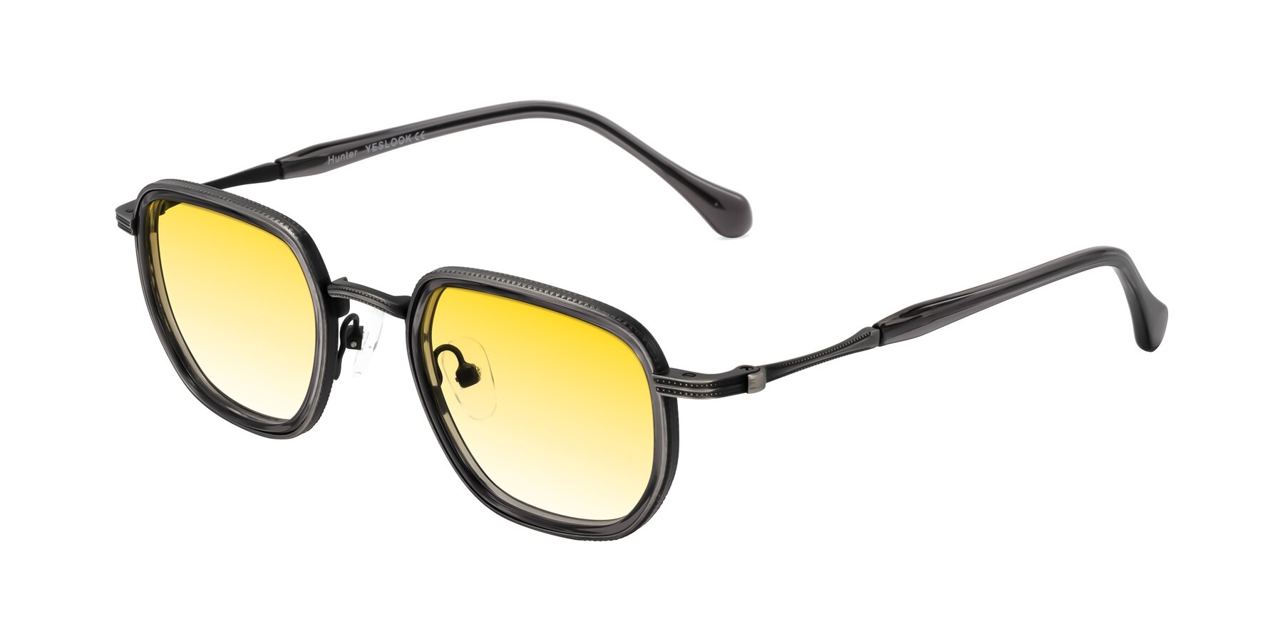 Angle of Hunter in Gunmetal/Gray with Yellow Gradient Lenses