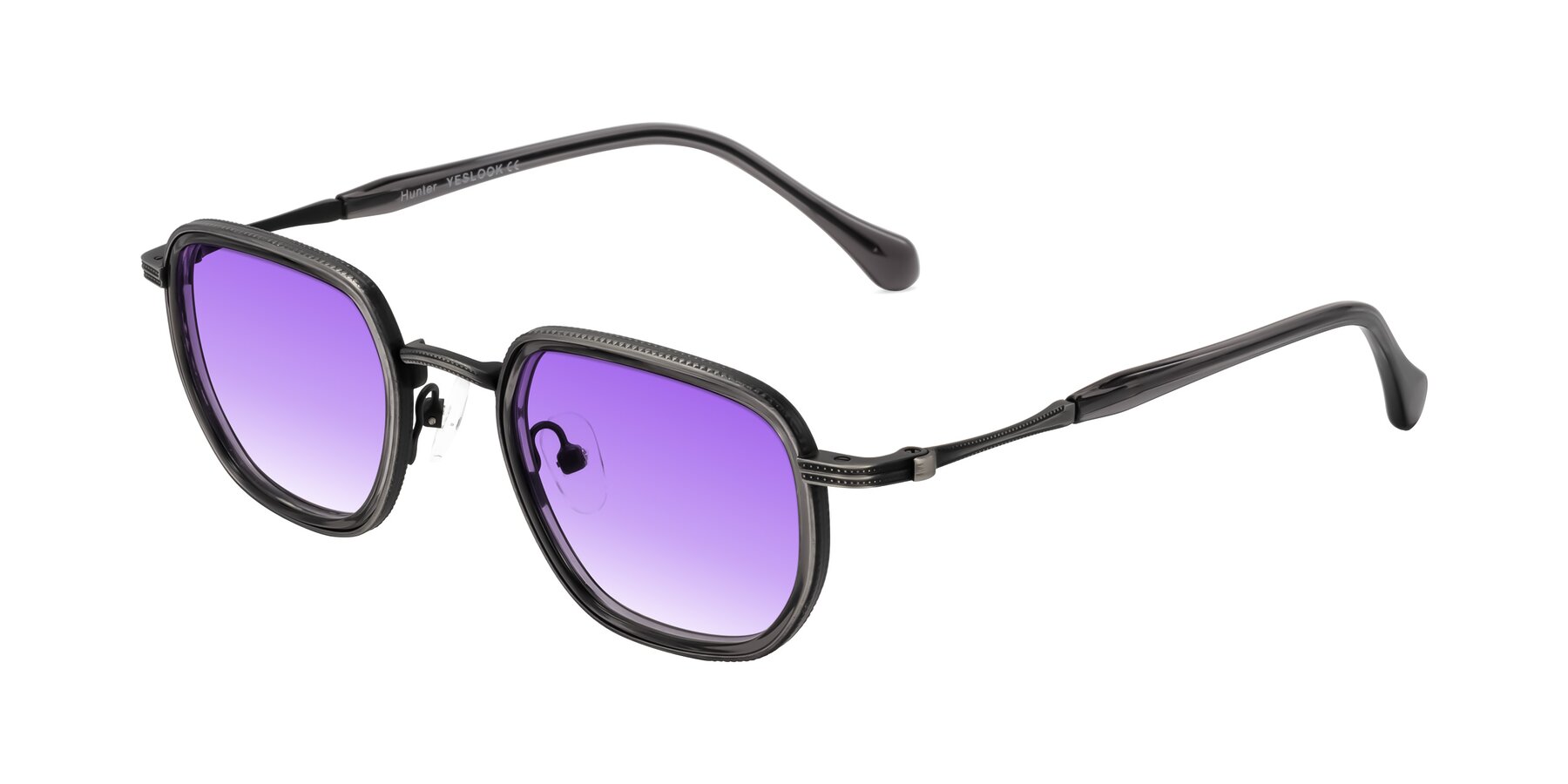Angle of Hunter in Gunmetal/Gray with Purple Gradient Lenses