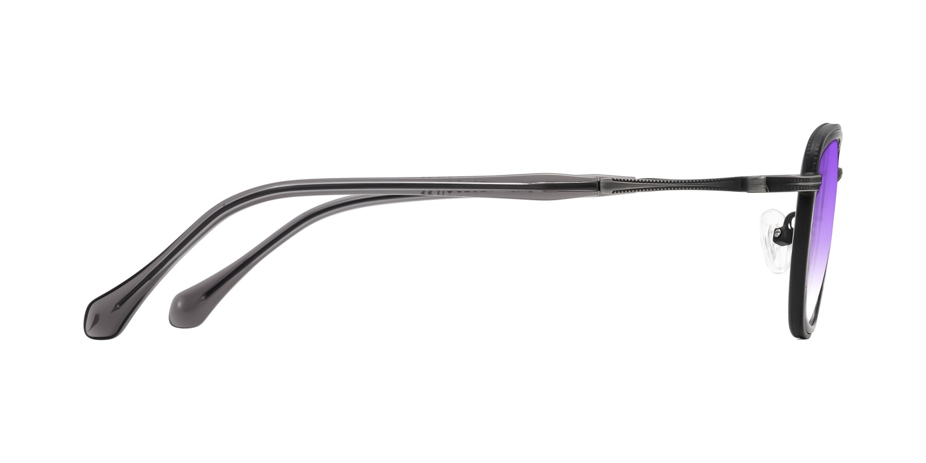 Side of Hunter in Gunmetal/Gray with Purple Gradient Lenses