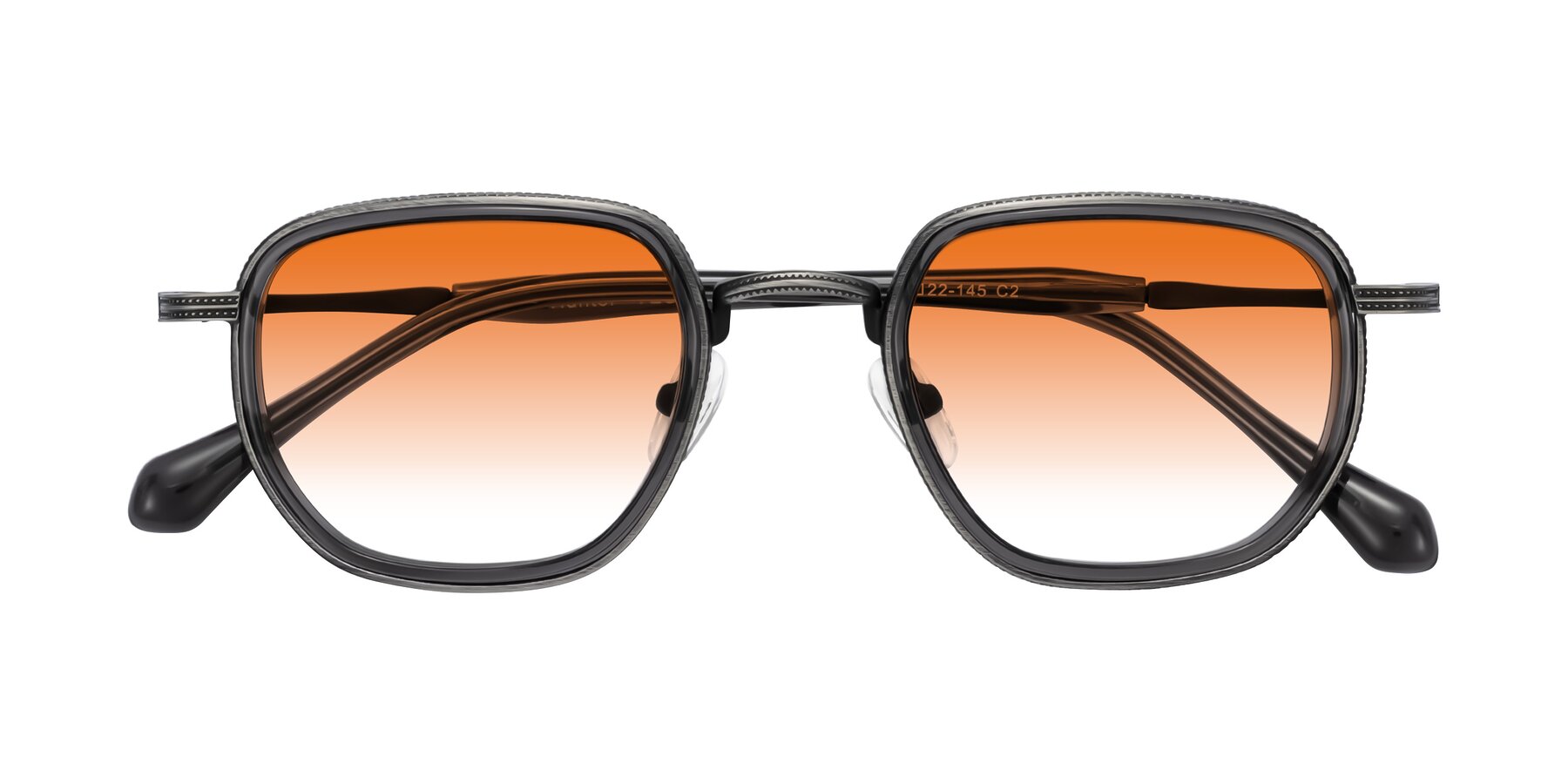 Folded Front of Hunter in Gunmetal/Gray with Orange Gradient Lenses