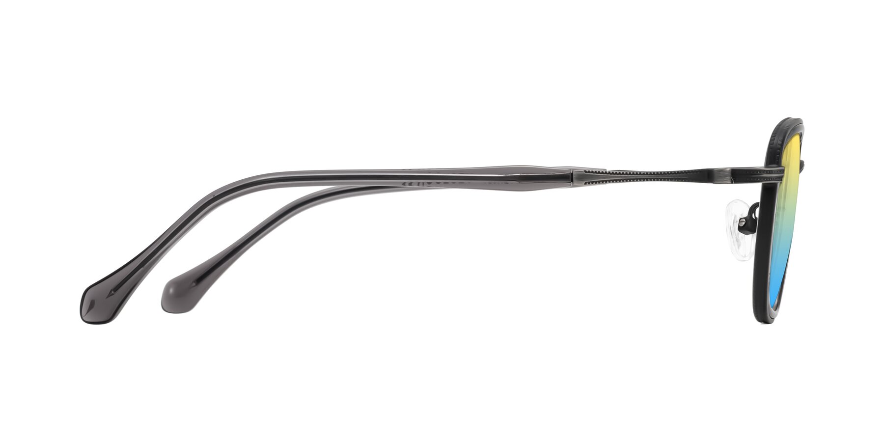 Side of Hunter in Gunmetal/Gray with Yellow / Blue Gradient Lenses