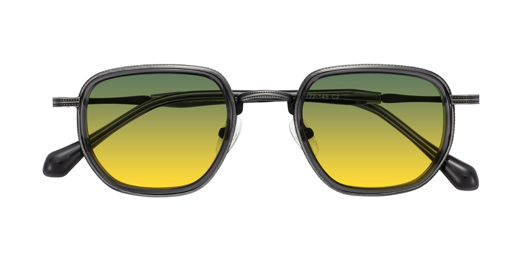 Folded Front of Hunter in Gunmetal/Gray with Green / Yellow Gradient Lenses