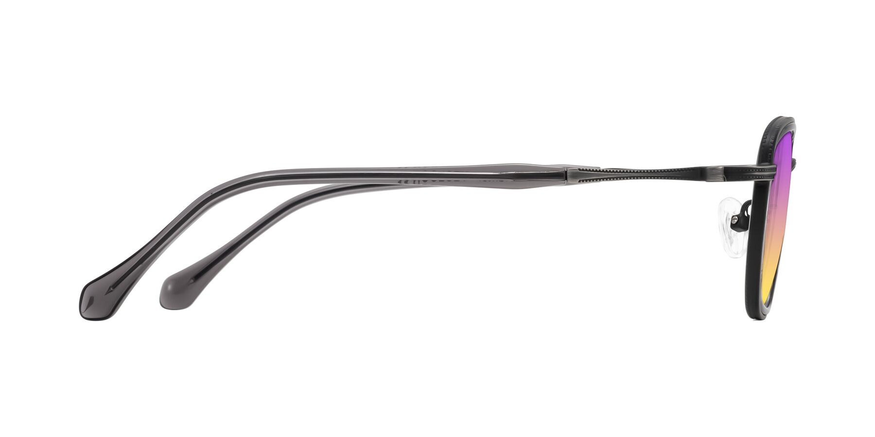 Side of Hunter in Gunmetal/Gray with Purple / Yellow Gradient Lenses