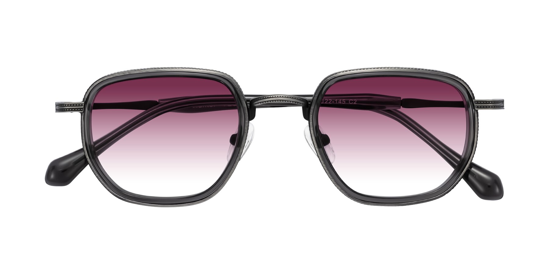 Folded Front of Hunter in Gunmetal/Gray with Wine Gradient Lenses