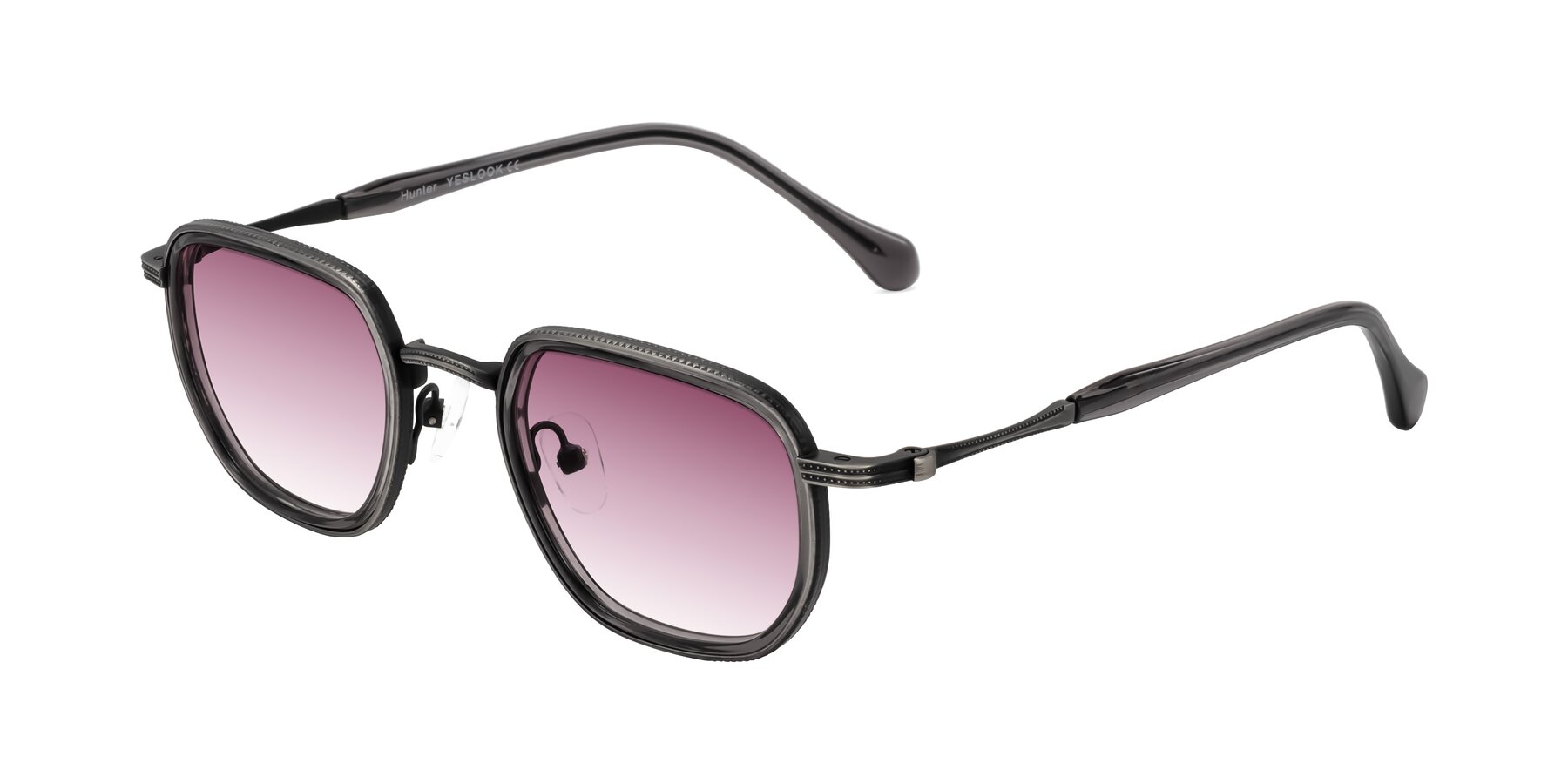 Angle of Hunter in Gunmetal/Gray with Wine Gradient Lenses