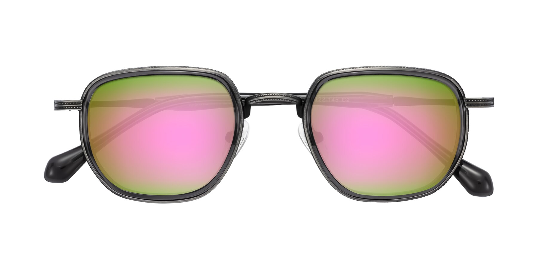 Folded Front of Hunter in Gunmetal/Gray with Pink Mirrored Lenses