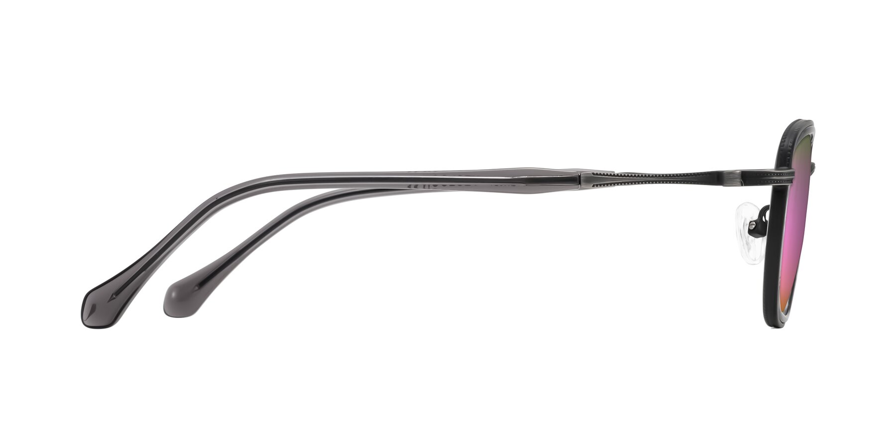 Side of Hunter in Gunmetal/Gray with Pink Mirrored Lenses