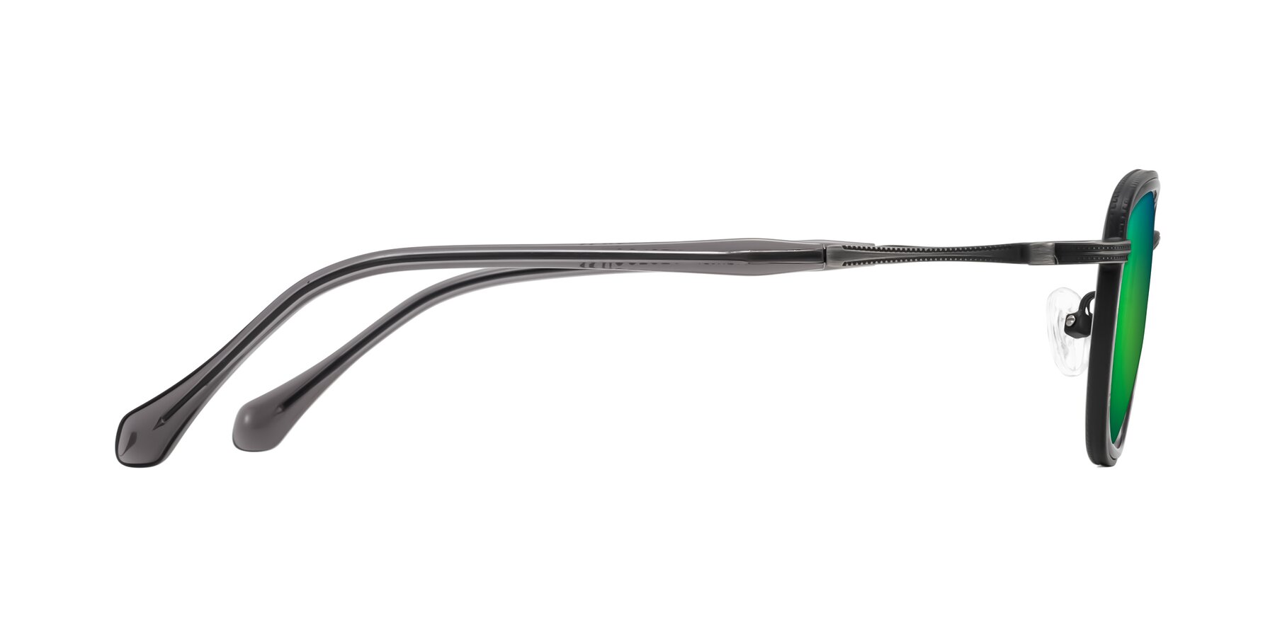 Side of Hunter in Gunmetal/Gray with Green Mirrored Lenses