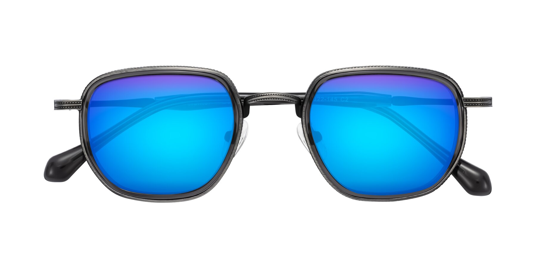 Folded Front of Hunter in Gunmetal/Gray with Blue Mirrored Lenses