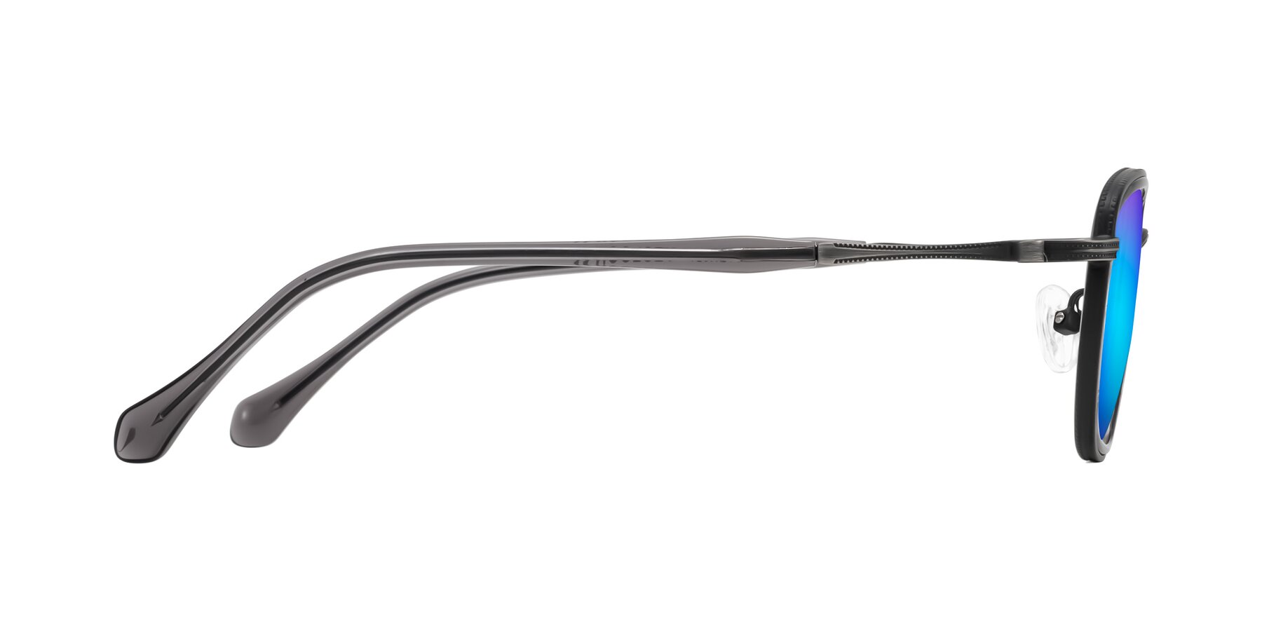 Side of Hunter in Gunmetal/Gray with Blue Mirrored Lenses