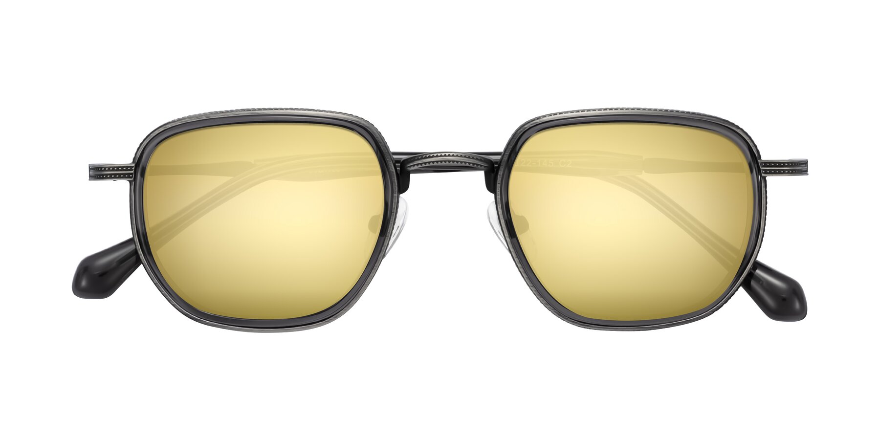 Folded Front of Hunter in Gunmetal/Gray with Gold Mirrored Lenses