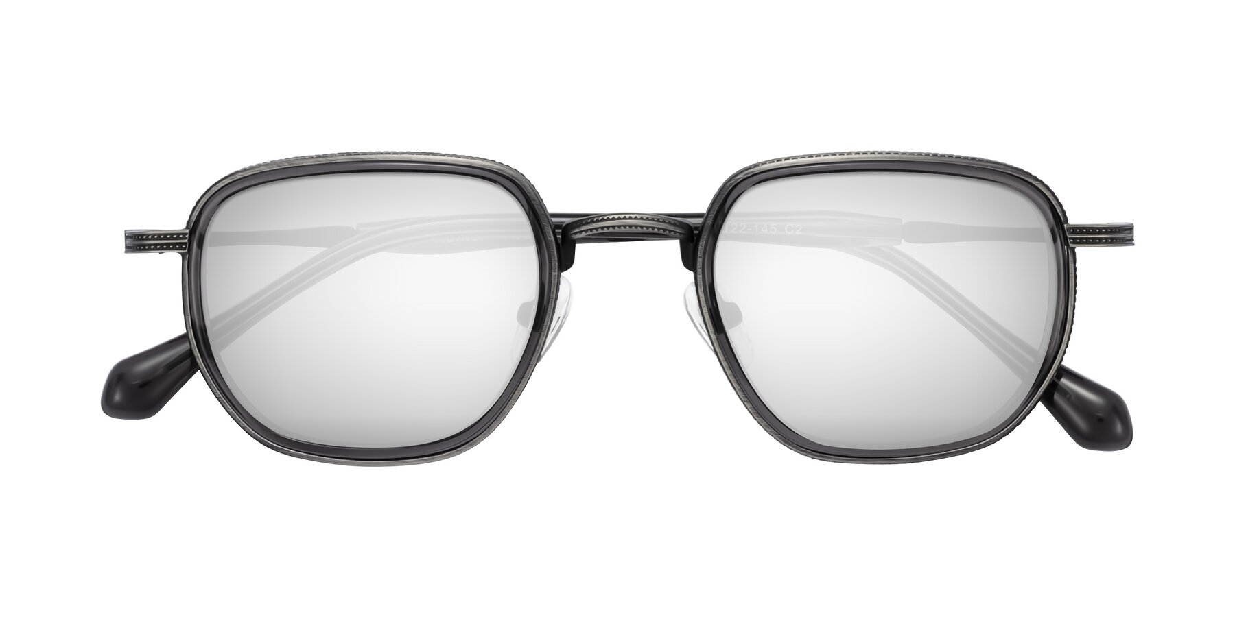 Folded Front of Hunter in Gunmetal/Gray with Silver Mirrored Lenses