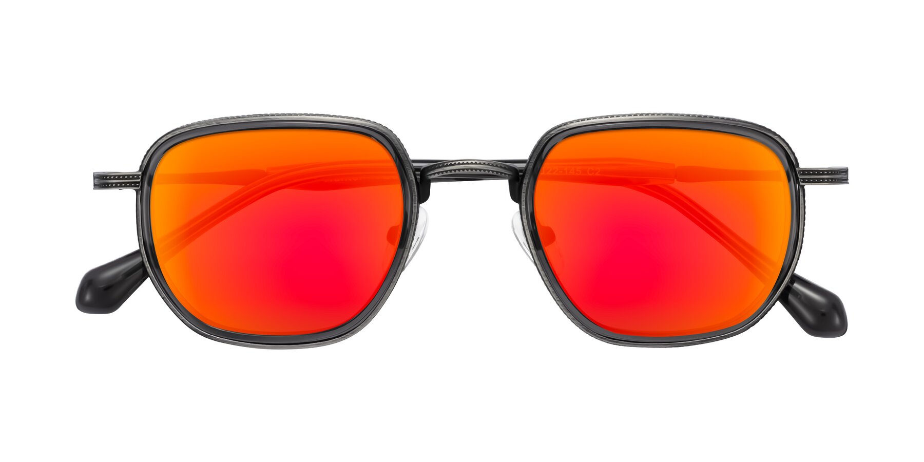 Folded Front of Hunter in Gunmetal/Gray with Red Gold Mirrored Lenses