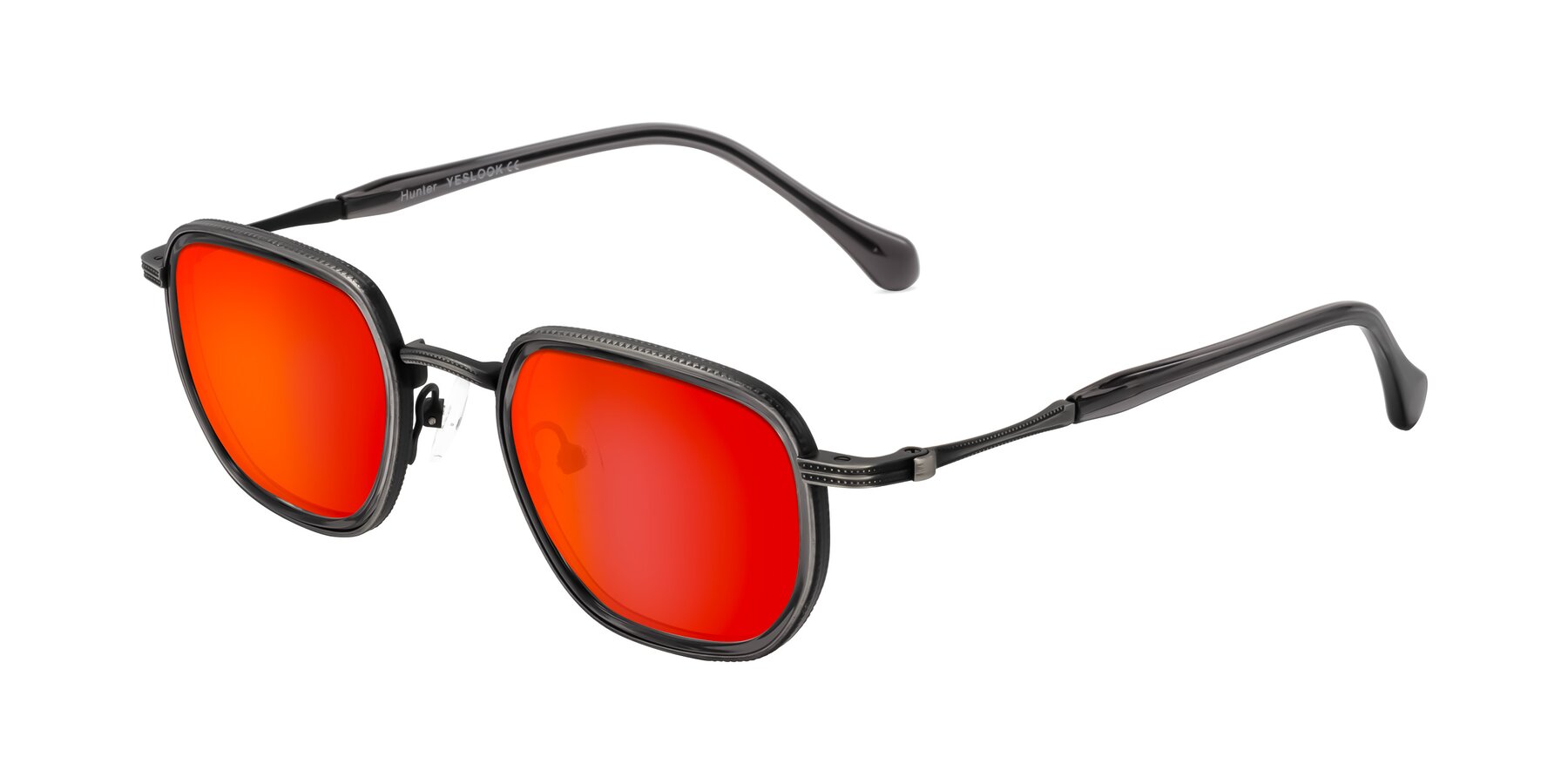 Angle of Hunter in Gunmetal/Gray with Red Gold Mirrored Lenses