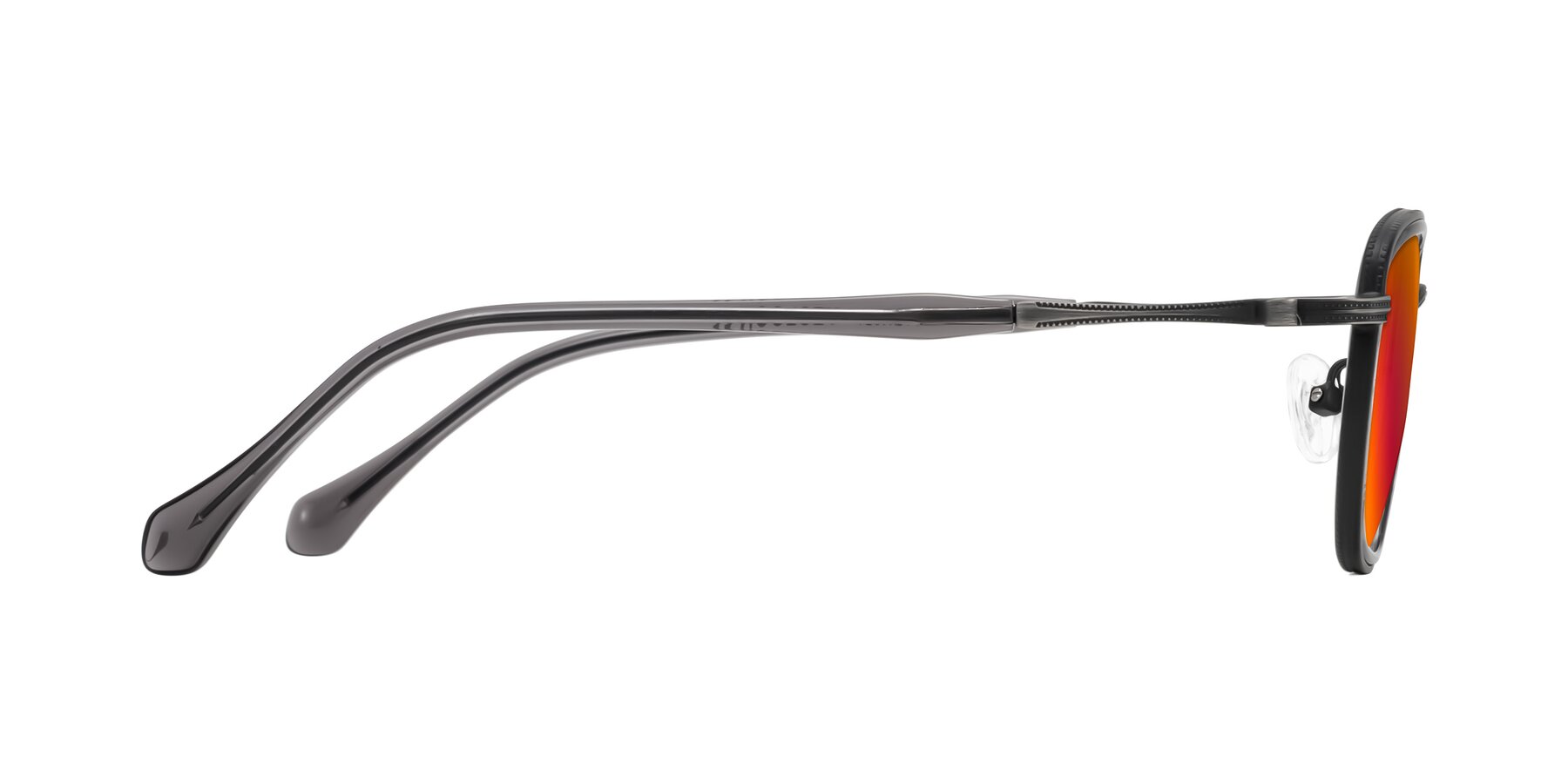 Side of Hunter in Gunmetal/Gray with Red Gold Mirrored Lenses
