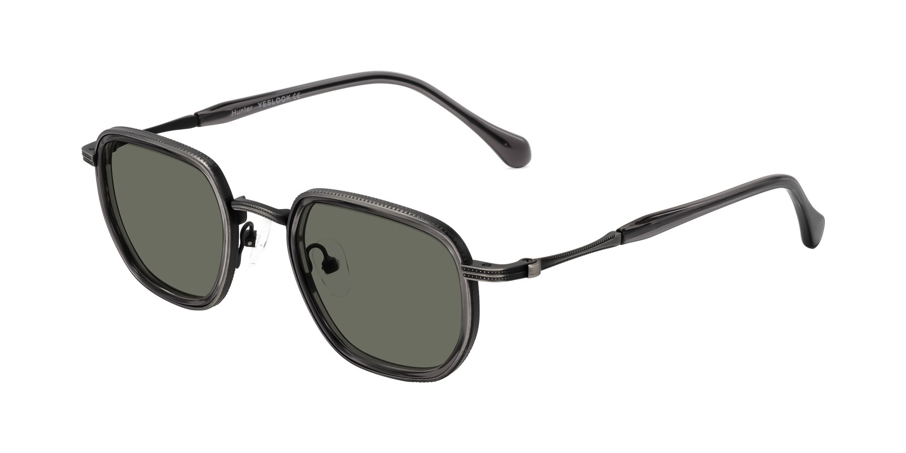 Angle of Hunter in Gunmetal/Gray with Gray Polarized Lenses