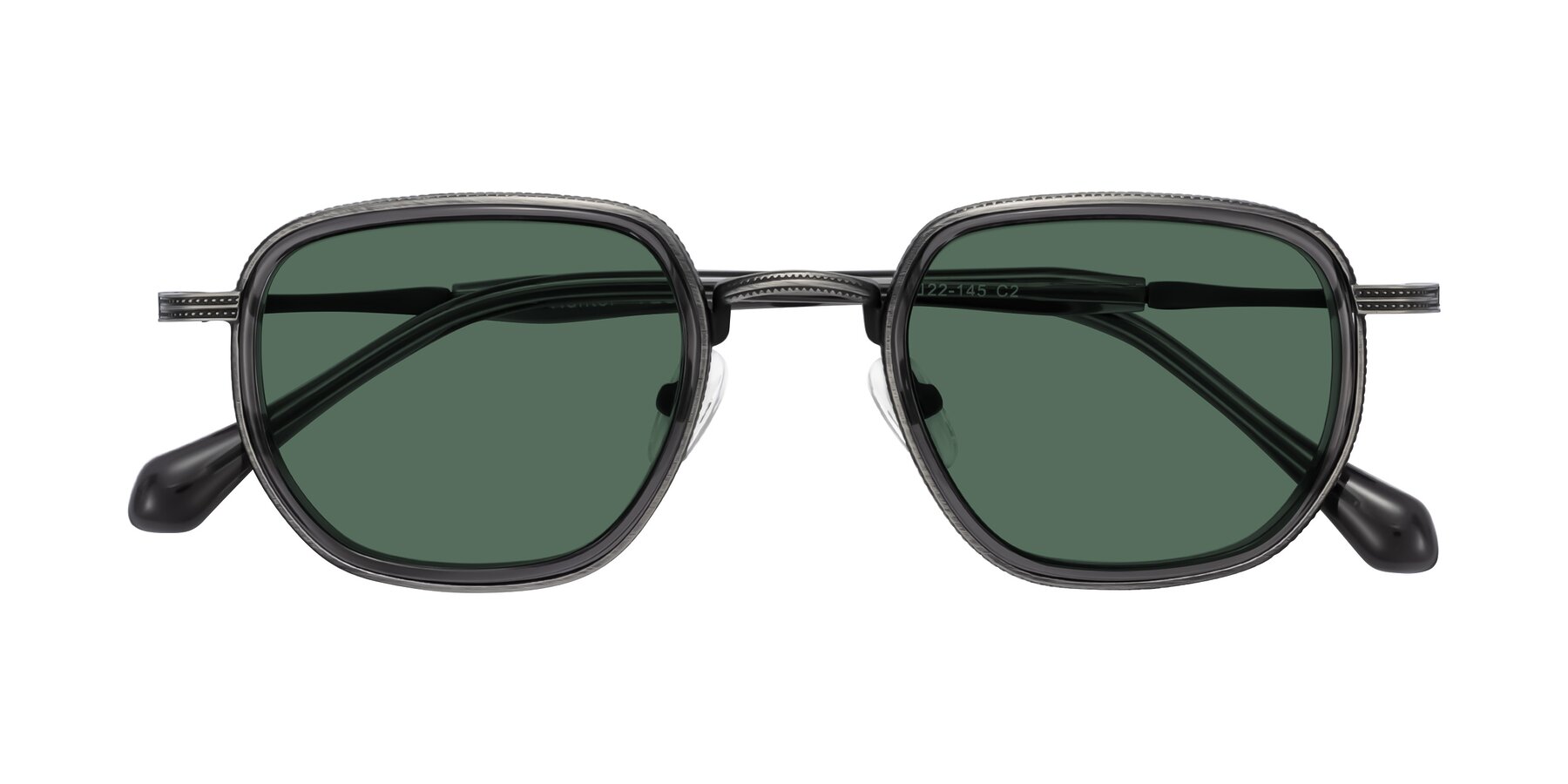 Folded Front of Hunter in Gunmetal/Gray with Green Polarized Lenses