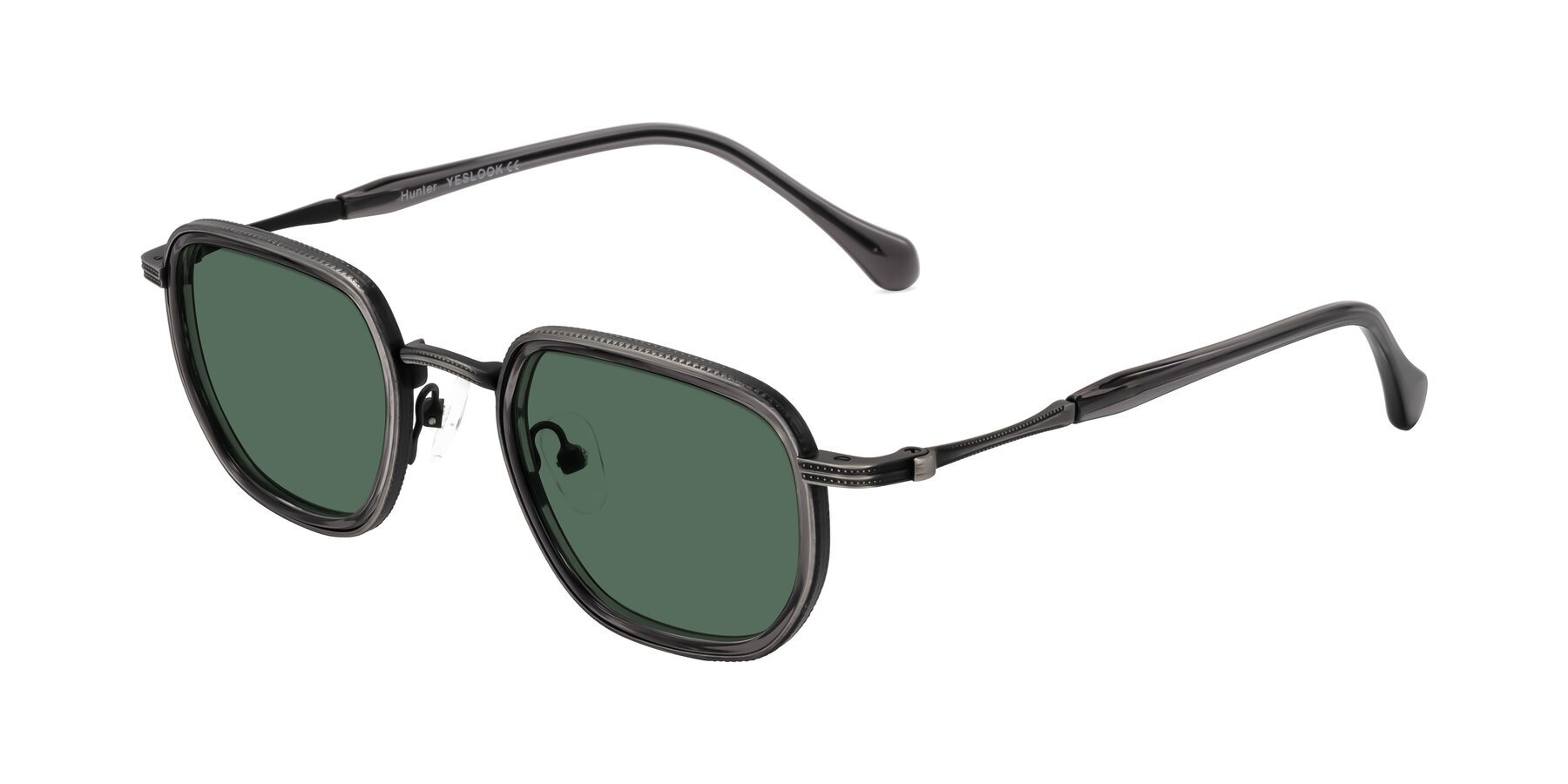 Angle of Hunter in Gunmetal/Gray with Green Polarized Lenses