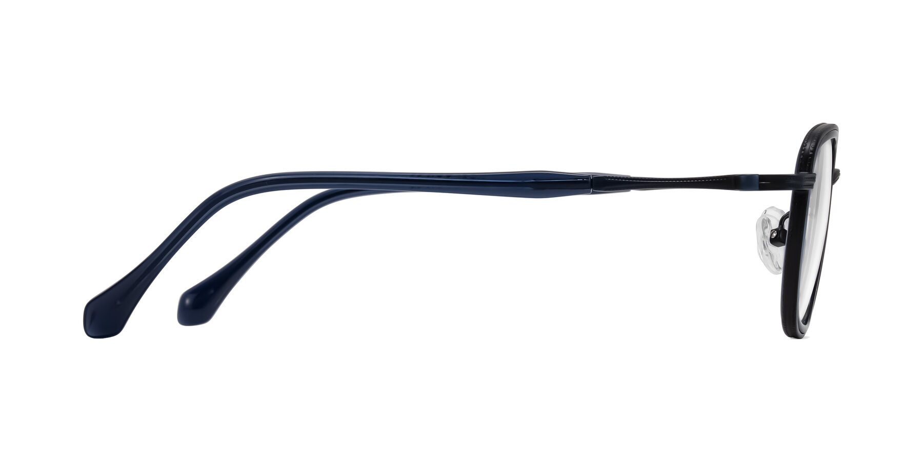 Side of Hunter in Midnight Blue with Clear Eyeglass Lenses