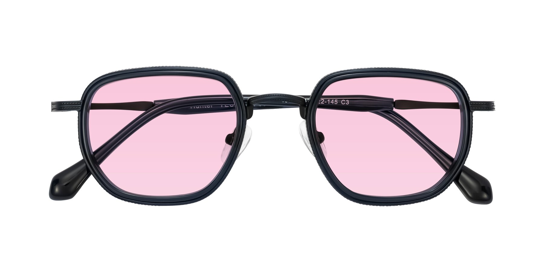 Folded Front of Hunter in Midnight Blue with Light Pink Tinted Lenses