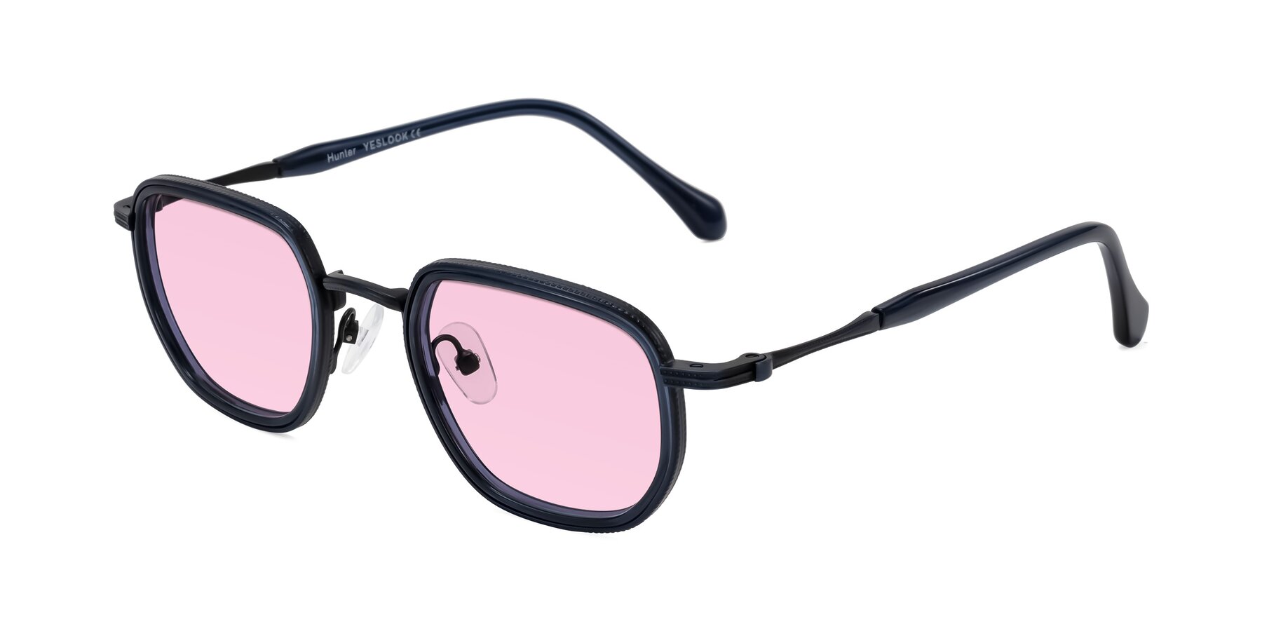 Angle of Hunter in Midnight Blue with Light Pink Tinted Lenses