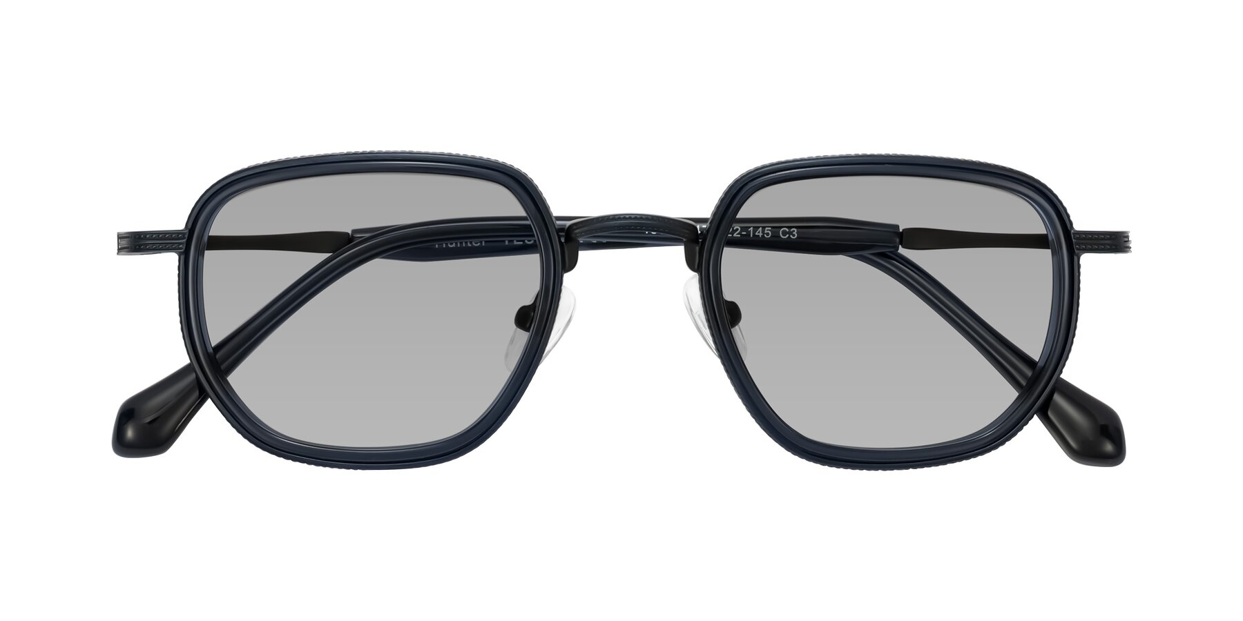 Folded Front of Hunter in Midnight Blue with Light Gray Tinted Lenses