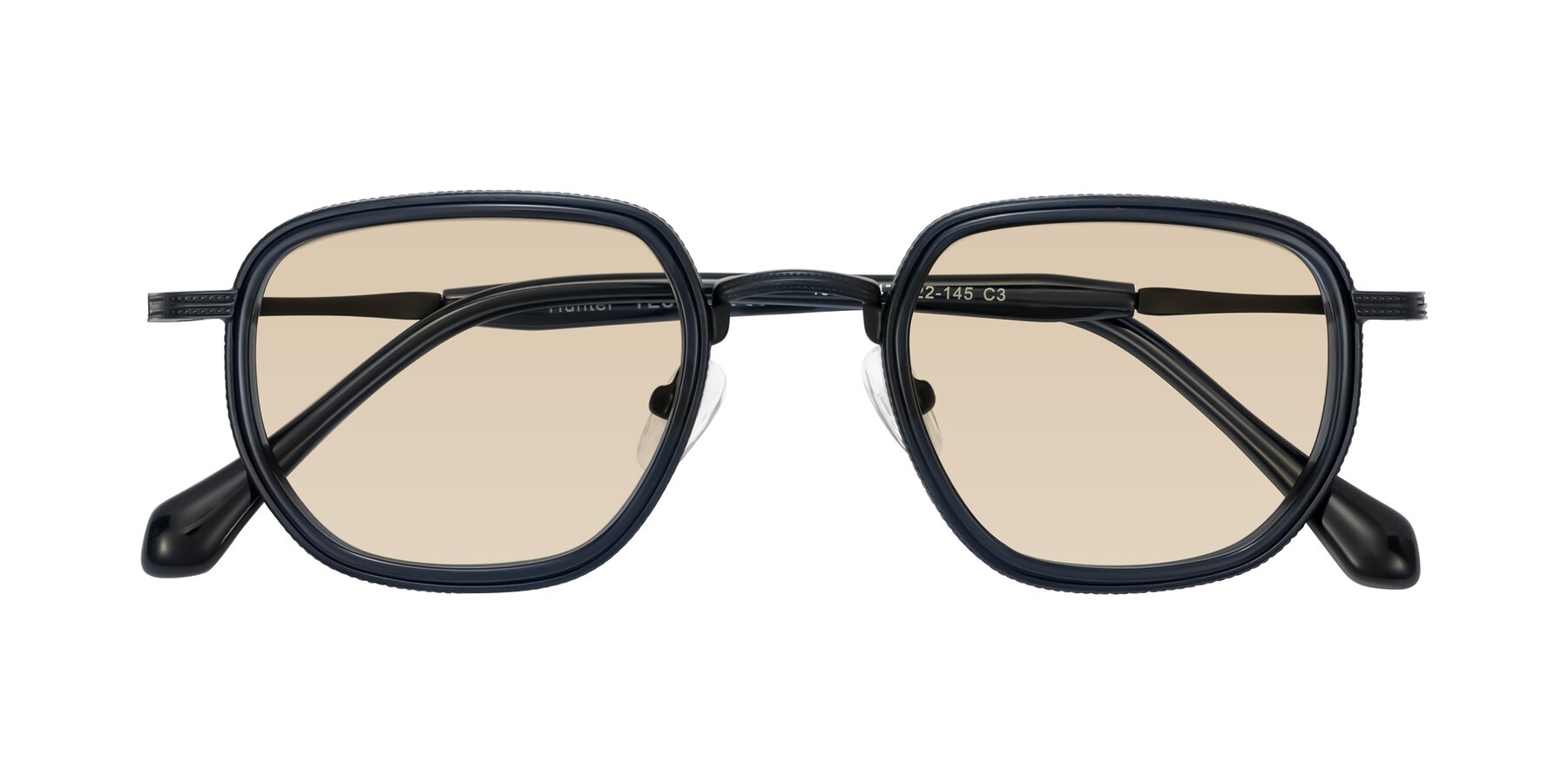 Folded Front of Hunter in Midnight Blue with Light Brown Tinted Lenses