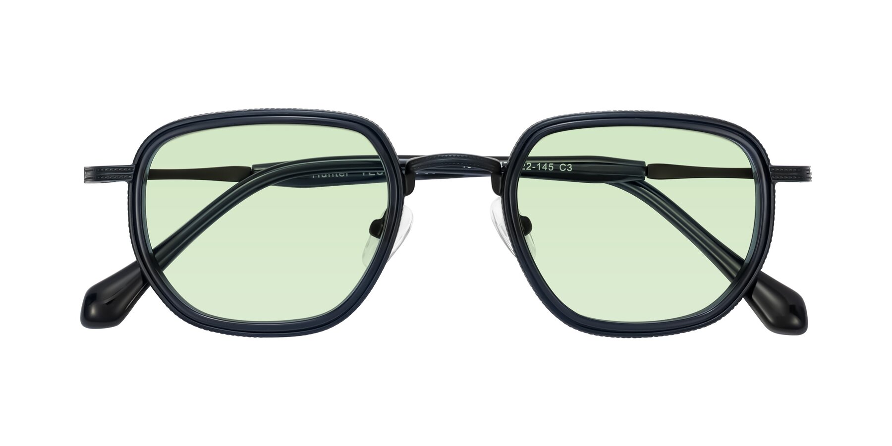 Folded Front of Hunter in Midnight Blue with Light Green Tinted Lenses