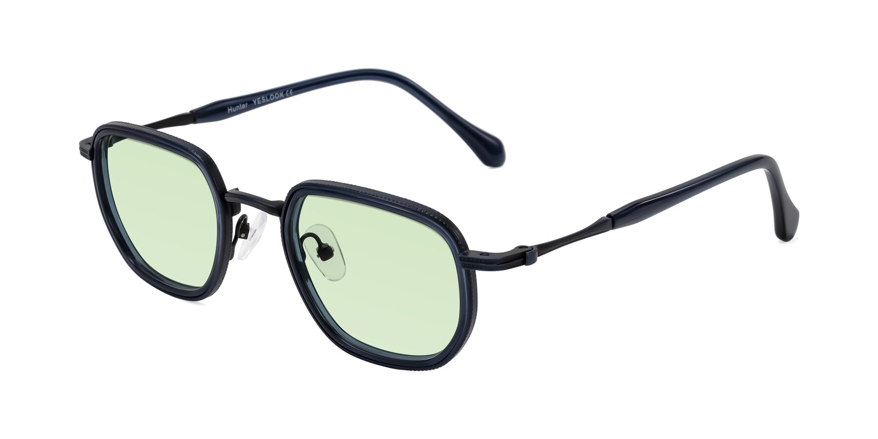 Angle of Hunter in Midnight Blue with Light Green Tinted Lenses