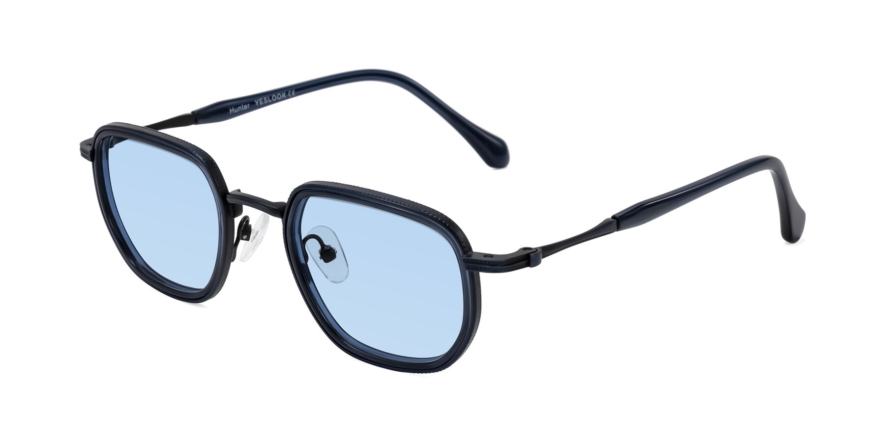 Angle of Hunter in Midnight Blue with Light Blue Tinted Lenses