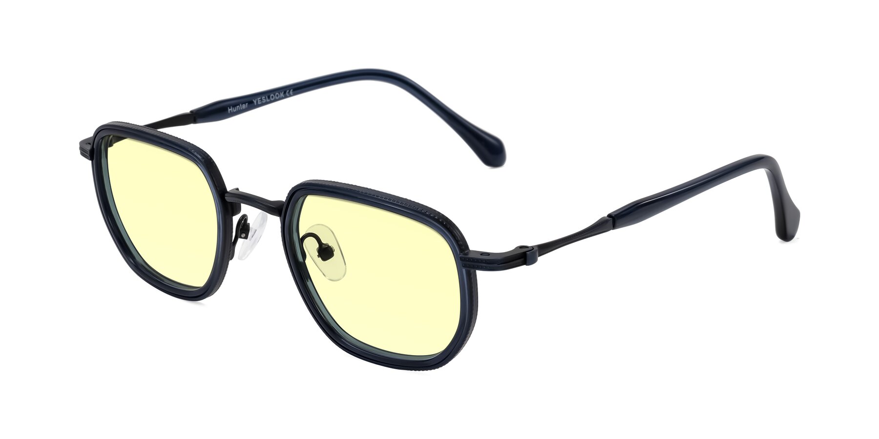 Angle of Hunter in Midnight Blue with Light Yellow Tinted Lenses