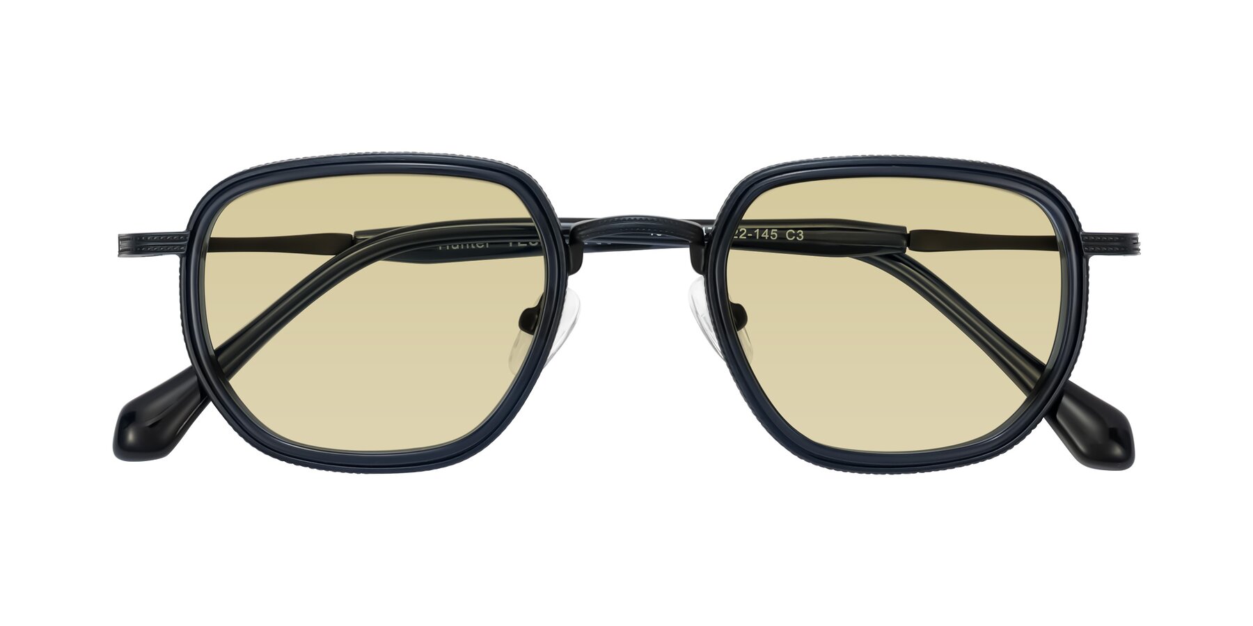 Folded Front of Hunter in Midnight Blue with Light Champagne Tinted Lenses