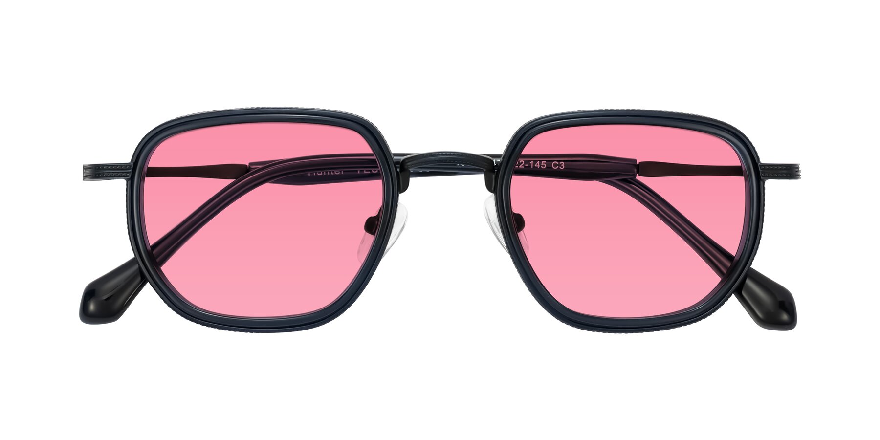 Folded Front of Hunter in Midnight Blue with Pink Tinted Lenses