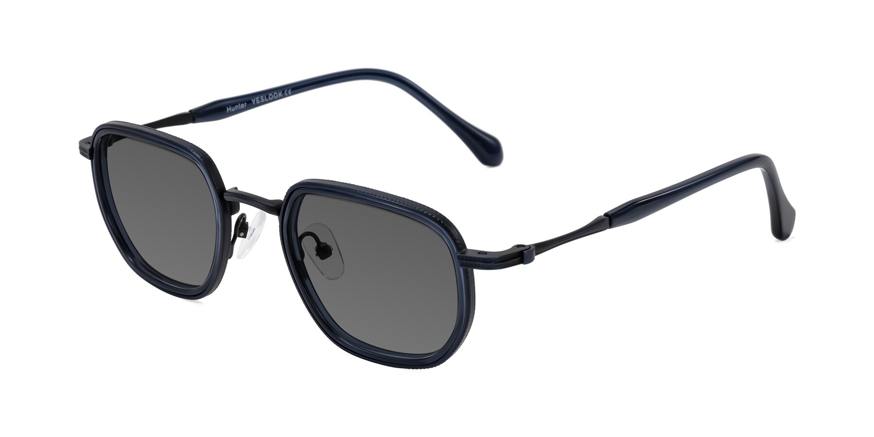 Angle of Hunter in Midnight Blue with Medium Gray Tinted Lenses