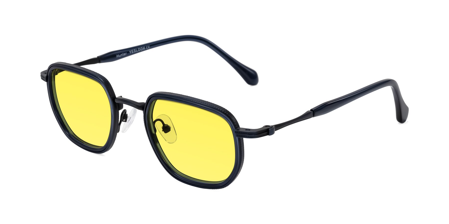 Angle of Hunter in Midnight Blue with Medium Yellow Tinted Lenses