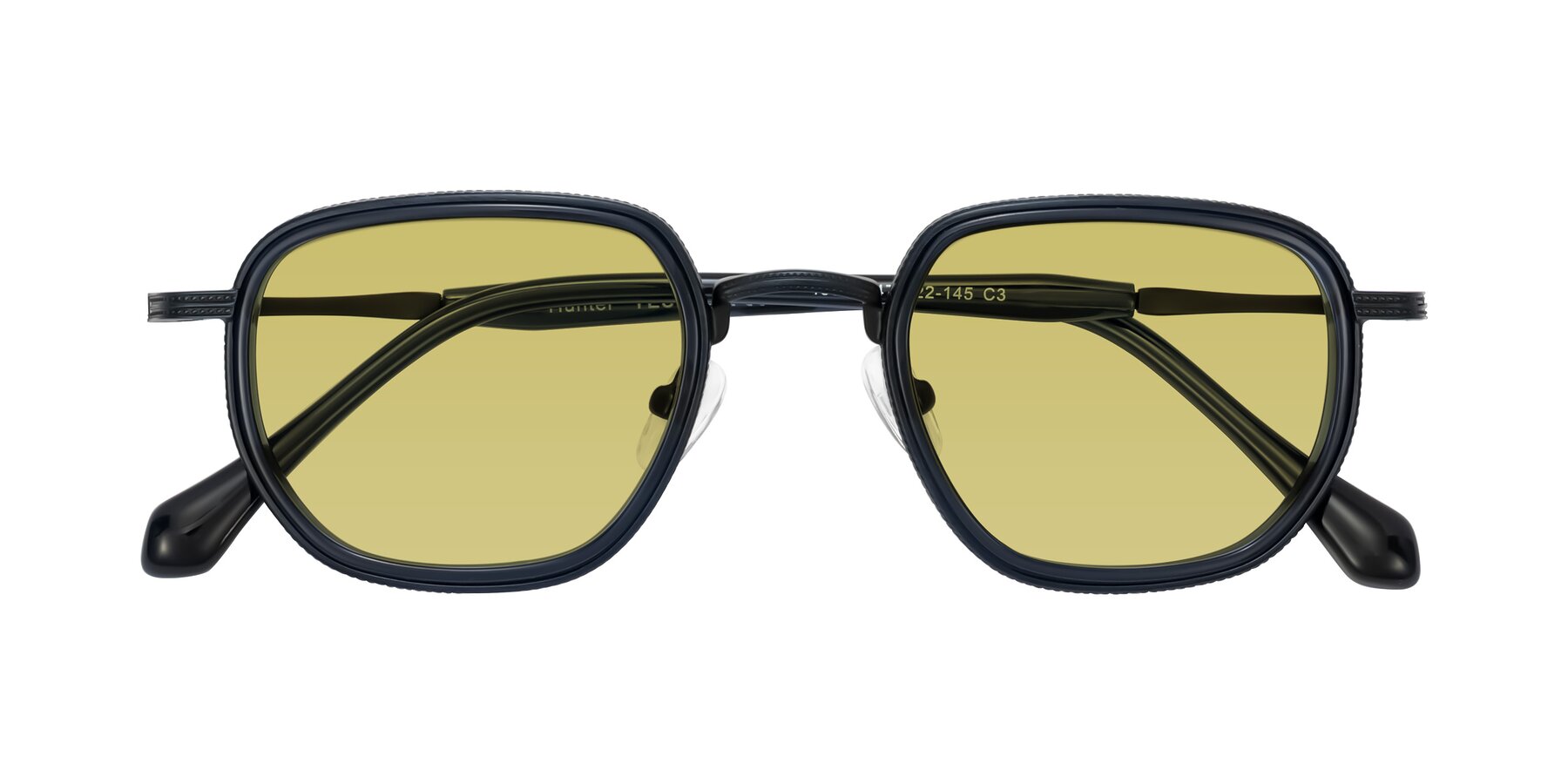 Folded Front of Hunter in Midnight Blue with Medium Champagne Tinted Lenses