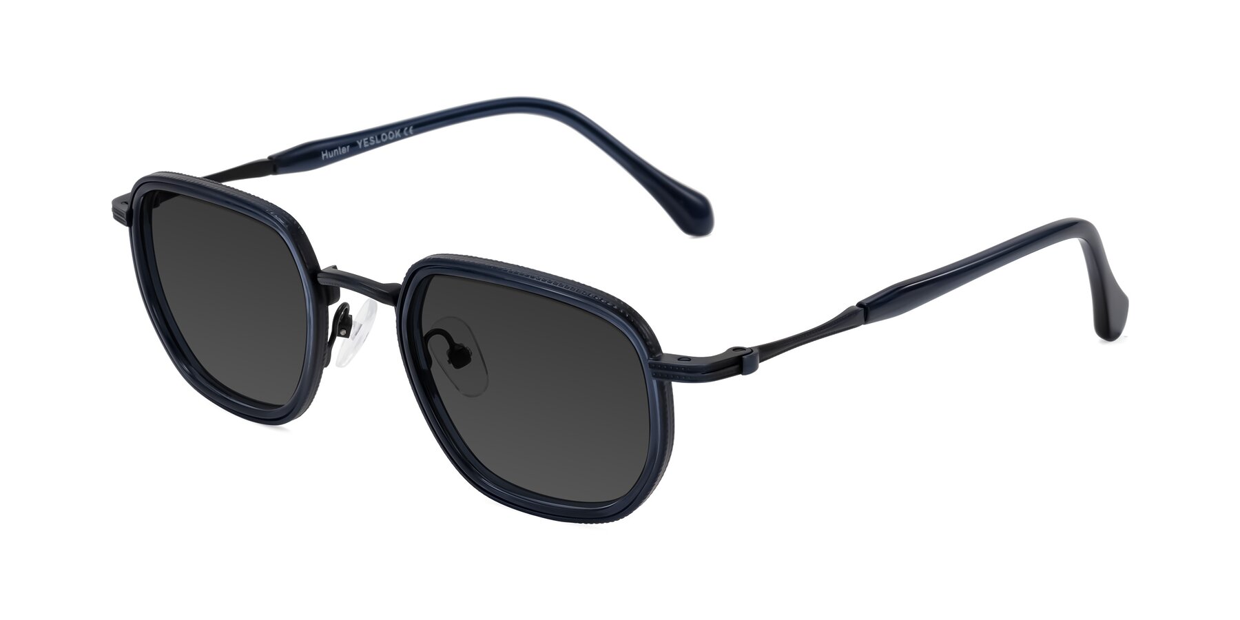 Angle of Hunter in Midnight Blue with Gray Tinted Lenses