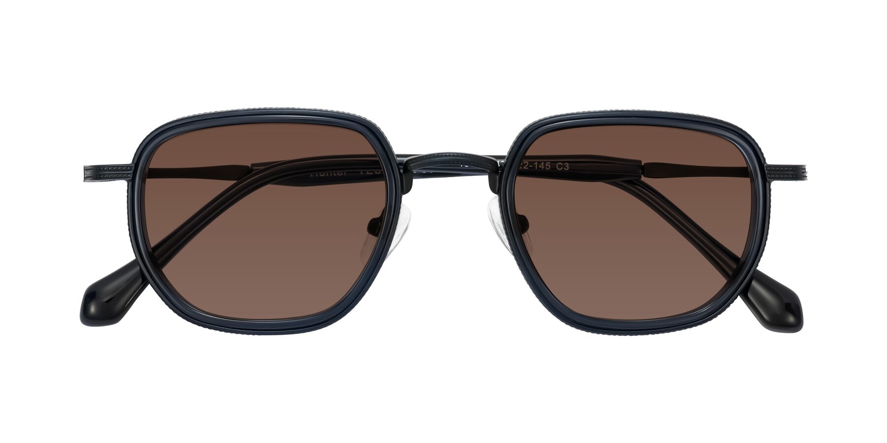 Folded Front of Hunter in Midnight Blue with Brown Tinted Lenses