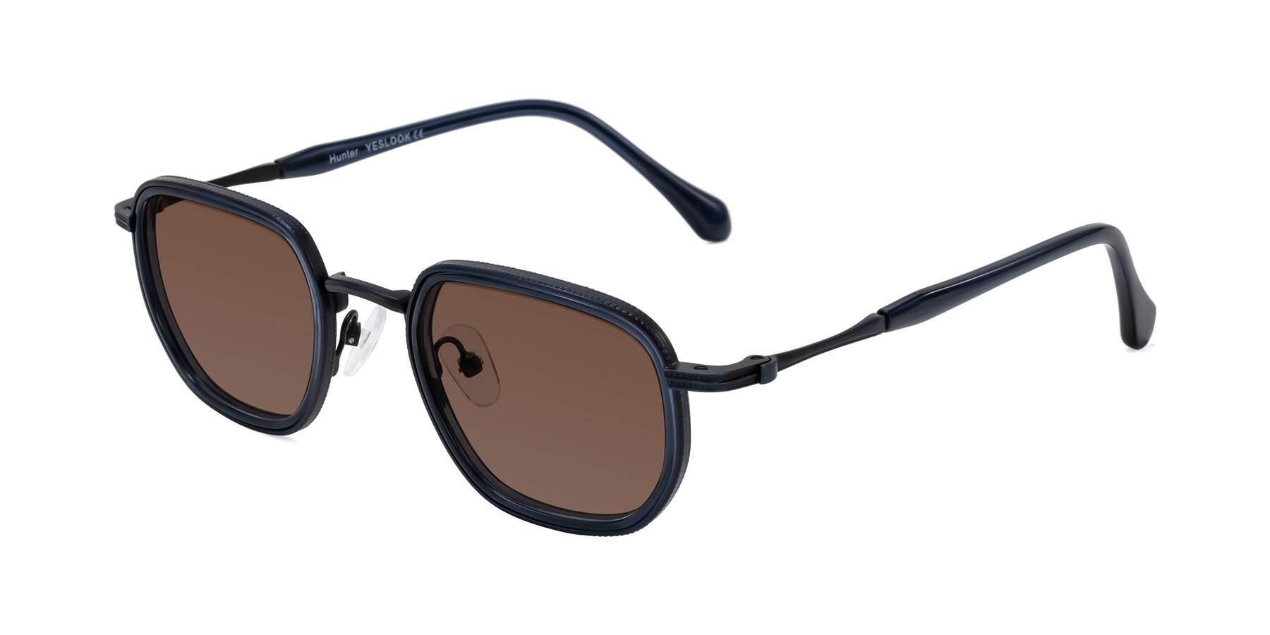 Angle of Hunter in Midnight Blue with Brown Tinted Lenses